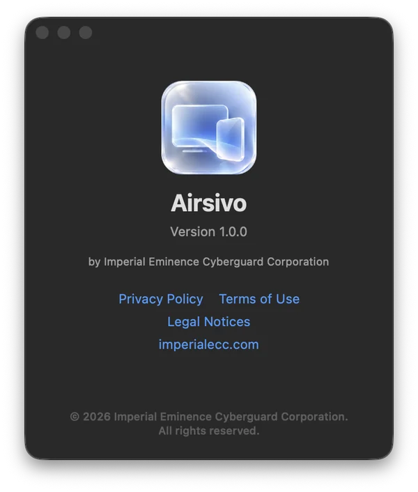 About Airsivo window